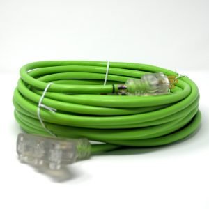 10 Gauge SJTW Heavy duty Green Extension Cord triple tap lighted end Triple Tap, Lighted End