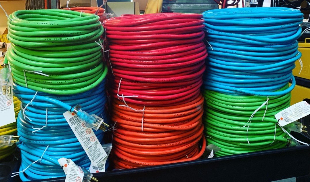 12 gauge Blue, Red, Green & Orange Extension cords