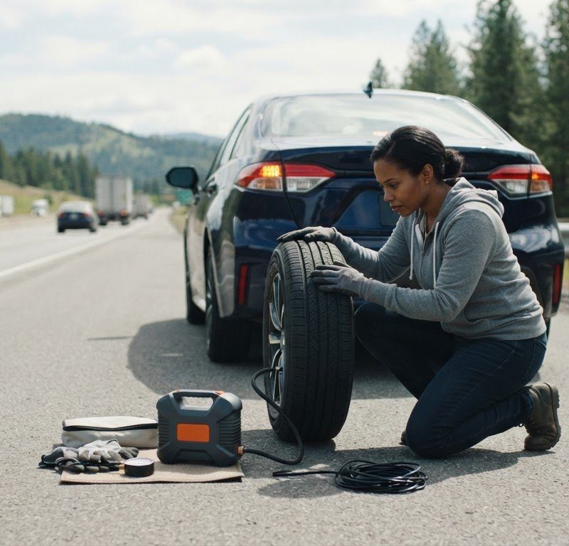 Fixing a Flat Tire with a Portable Inflator: Safe Steps