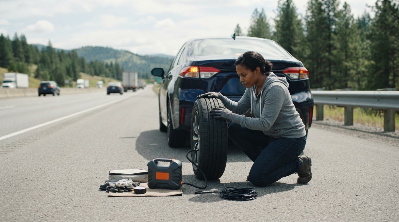 Fixing a Flat Tire with a Portable Inflator: Safe Steps