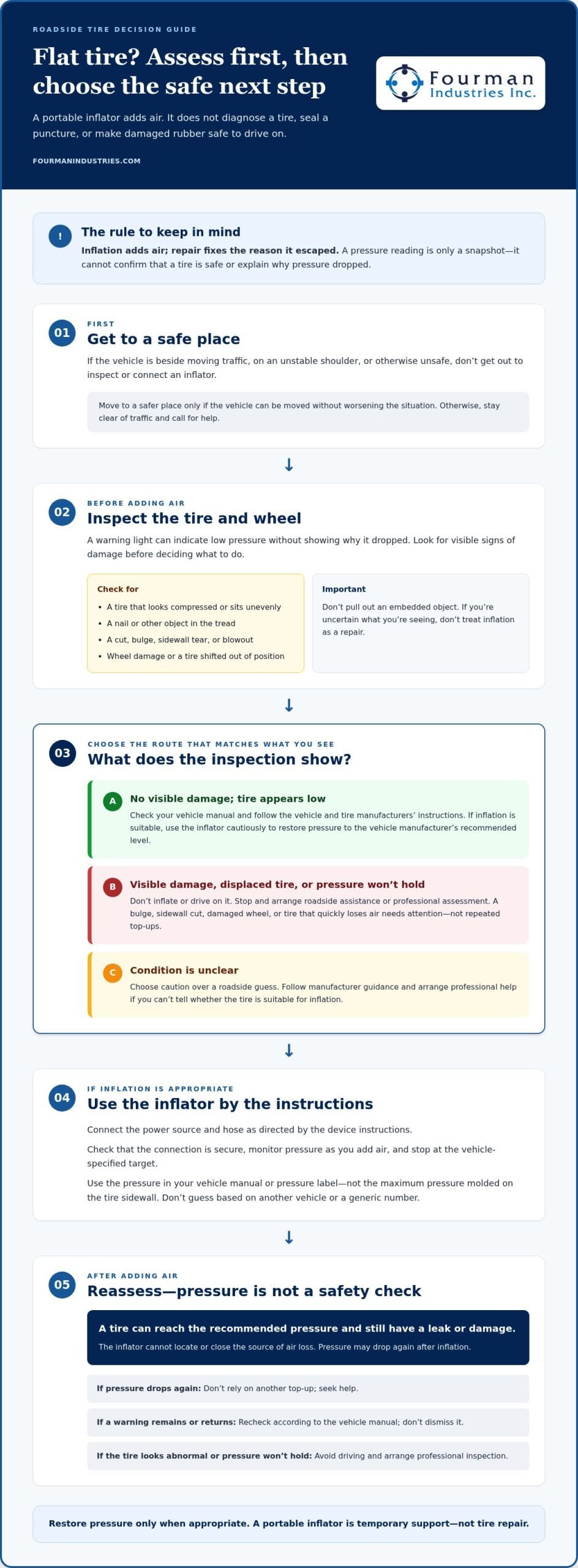Fixing a Flat Tire with a Portable Inflator: Safe Steps