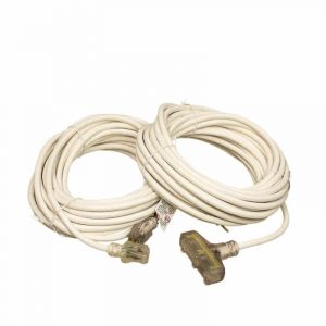 12 GAUGE WHITE EXTENSION CORD SINGLE AND TRIPLE TAP LIGHTED ENDS